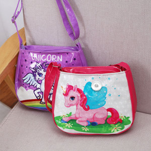 New Unicorn Children's Unicorn Shoulder Messenger Bag Korean Children's Cartoon Kindergarten Backpack fit 18mm snap button jewelry