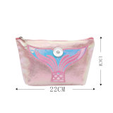 New cartoon cosmetic bag ladies pu hand storage bag ins fishtail travel waterproof cosmetic bag wash bag fit 18mm snap button jewelry