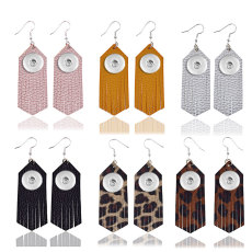 Leopard tassel bright color Leather Earrings fit 18mm chunks