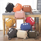 Fashionable and simple frosted simulation leather candy-colored tassel small shell bag with one-shoulder messenger bag  fit 18mm snap button jewelry