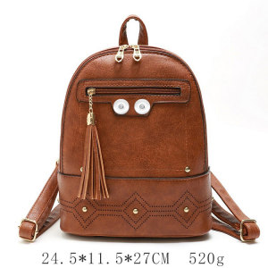 Leather retro pattern fashion tassel backpack fit 18mm snap button jewelry