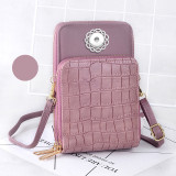 Checkered fashion multi-layer leather diagonal bag fit 18mm snap button jewelry