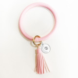 Bracelet PU leather tassel bracelet key chain bag pendant fit snaps chunks  Snaps Jewelry