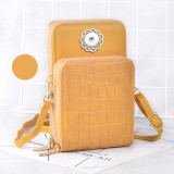 Checkered fashion multi-layer leather diagonal bag fit 18mm snap button jewelry