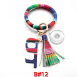 Tassel Bracelet Epidemic Prevention Keychain PU Leather Bracelet Non-contact Acrylic Keychain Door Opener fit snaps chunks  Snaps Jewelry