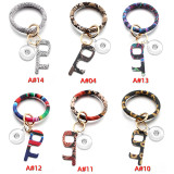 Bracelet Epidemic Prevention Keychain PU Leather Bracelet Non-contact Acrylic Keychain Door Opener fit snaps chunks  Snaps Jewelry