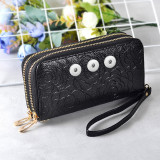 Pattern multicolor multilayer leather clutch fit 18mm snap button jewelry
