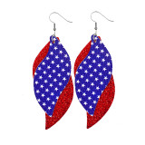 Double Independence Day Flag  Leather Earrings
