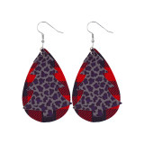 Double-layer Christmas tree sequined leopard print Leather Earrings