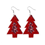 Double Christmas Tree Plaid  Leather Earrings