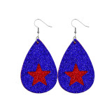 Double Independence Day Flag  Leather Earrings