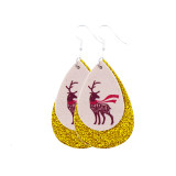 Double Christmas Christmas Tree Christmas Hat Elk Leather Earrings