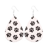 Flower dog paw print striped polka dot four-leaf clover Leather Earrings