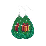 Double Christmas Christmas Tree Christmas Hat Elk Leather Earrings