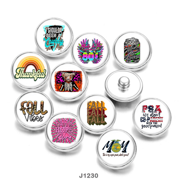 20MM  MOM  words  Print   glass  snaps buttons