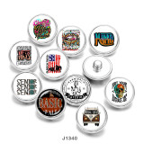 20MM  skull  USA  Flag  Mama  Print  glass  snaps  buttons