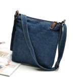 New classic European and American style casual bag tannin blue denim front pocket one-shoulder diagonal female bag fit 18mm snap button jewelry