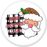 20MM  Christmas  Deer  Santa Claus   Print  glass  snaps  buttons