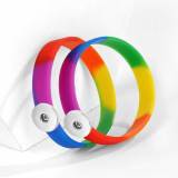 Silicone bracelet GAY rainbow color gay Elasticity fit 18-20mm snaps LGBT