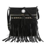 Autumn and winter new style crossbody handbags trendy European and American fashion Xi Shi velvet rivet tassel bag wild shoulder bag fit 18mm snap button jewelry