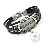 Letter Love simple multi-layer beaded leather bracelet fit18&20MM  snaps jewelry