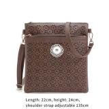 Diagonal bag handbags hot sale double zipper hollow crossbody bag shoulder small bag fit 18mm snap button jewelry
