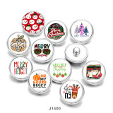 20MM  Christmas  Snowman   Print  glass  snaps  buttons