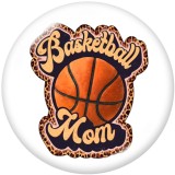 20MM  Basketbal   MAMA   Print  glass  snaps  buttons