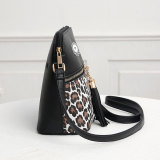 Bags new handbags leopard print hit color stitching shell bag tassel shoulder messenger bag fit 18mm snap button jewelry