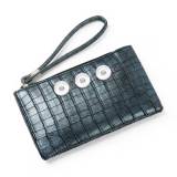 New style PU crocodile pattern ladies coin purse European and American simple clutch fit 18mm snap button jewelry