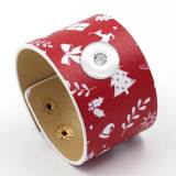 New Printed Christmas Pattern Bangle Fashion PU Wide Leather Bracelet fit18&20MM  snaps jewelry