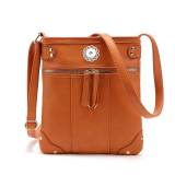 New European and American fashion handbags, new rivet crossbody handbags, front pockets, copper zipper shoulder messenger bags fit 18mm snap button jewelry