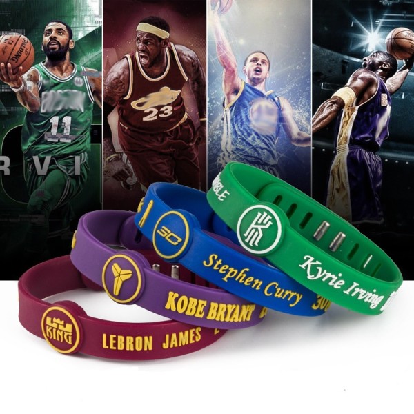 Silicone bracelet adjustable star Team sports basketball wristband Kobe James Curry star bracelet