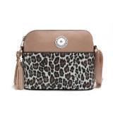 Bags new handbags leopard print hit color stitching shell bag tassel shoulder messenger bag fit 18mm snap button jewelry