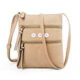 Hot-selling casual multifunctional pocket double zipper vertical female bag shoulder bag messenger bag fit 18mm snap button jewelry