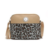 Bags new handbags leopard print hit color stitching shell bag tassel shoulder messenger bag fit 18mm snap button jewelry