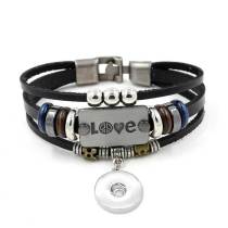 Letter Love simple multi-layer beaded leather bracelet fit18&20MM  snaps jewelry