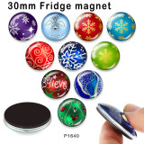 10pcs/lot  Christmas  snowflake   glass picture printing products of various sizes  Fridge magnet cabochon