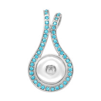 snap sliver Pendant Blue rhinestones  fit 20MM snaps style jewelry