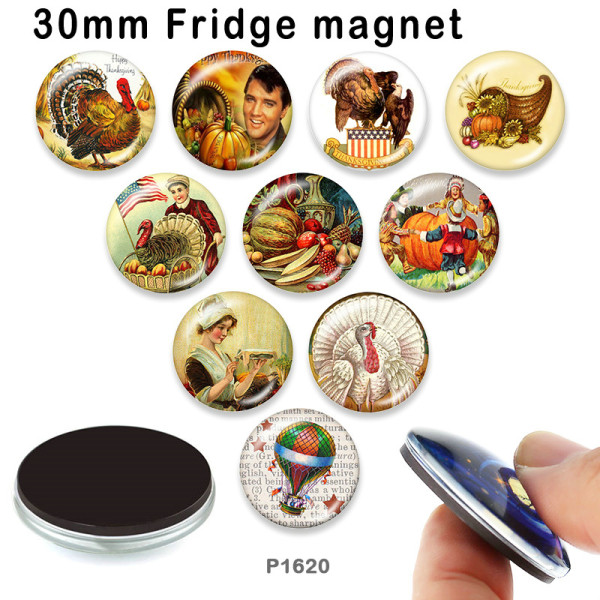 10pcs/lot  Thanksgiving glass picture printing products of various sizes  Fridge magnet cabochon