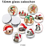 10pcs/lot Christmas Cat  Dog  Snowman  glass picture printing products of various sizes  Fridge magnet cabochon