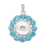 snap sliver Pendant Blue rhinestones  fit 20MM snaps style jewelry