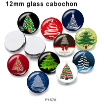 10pcs/lot Christmas tree  glass picture printing products of various sizes  Fridge magnet cabochon