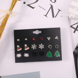 Christmas 9 pairs set earrings Christmas series snowflake Christmas hat alloy fashion simple earrings women