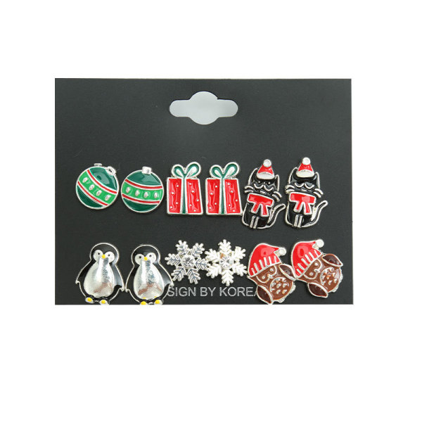 Christmas earring gift set, gift animal snowflake alloy