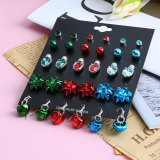 Christmas earrings European and American combination set car cup ccb candle metal flower bell personalized earrings set