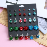 Christmas earrings European and American combination set car cup ccb candle metal flower bell personalized earrings set