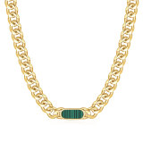 Cuban chain 18K plated stainless steel white shell green malachite black shell necklace