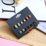 Christmas earring set Small and exquisite color alloy full diamond earrings temperament simple earrings