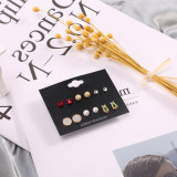 Christmas 6 pairs set earrings Christmas series a variety of pearl crystal alloy fashion earrings
